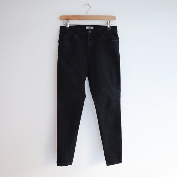 Washed Out High Rise Skinny Jeans - Black, S - Picture 1 of 4